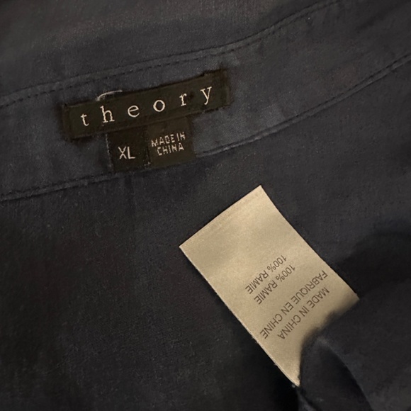 Theory See Through Long Sleeve Blouse XL Gently worn 100% ramie translucent f - Picture 4 of 4